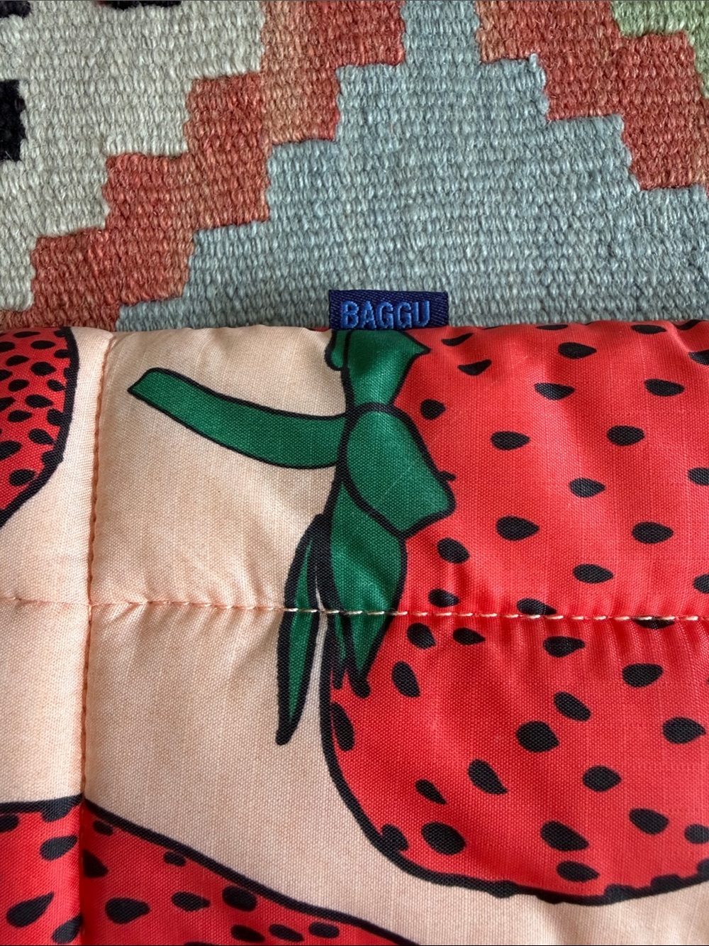 BAGGU Strawberry Print Quilted Laptop Sleeve - Picture 4 of 6